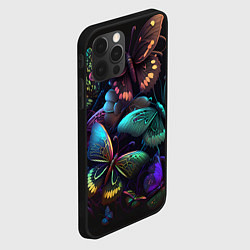 Чехол для iPhone 12 Pro Разные неоновые бабочки, цвет: 3D-черный — фото 2