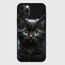 Чехол для iPhone 12 Pro Голубоглазый котенок, цвет: 3D-черный