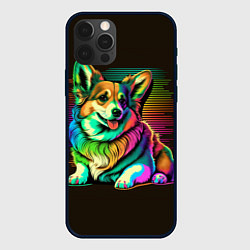 Чехол для iPhone 12 Pro Неоновый корги, цвет: 3D-черный