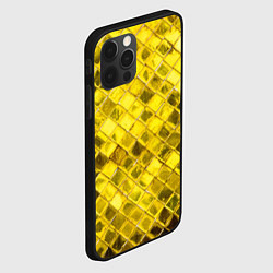 Чехол для iPhone 12 Pro Золотые ромбы, цвет: 3D-черный — фото 2