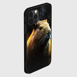 Чехол для iPhone 12 Pro Капибара и дым, цвет: 3D-черный — фото 2