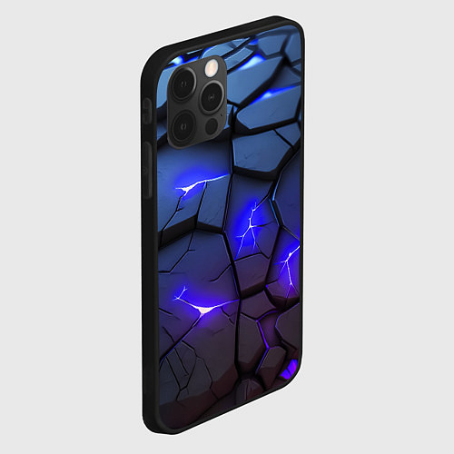 Чехол iPhone 12 Pro Светящаяся синяя лава / 3D-Черный – фото 2