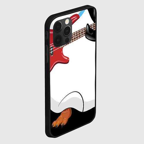 Чехол iPhone 12 Pro Пингвин- басист / 3D-Черный – фото 2