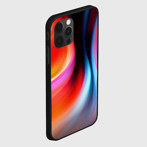 Чехол iPhone 12 Pro Радужные волны / 3D-Черный – фото 2