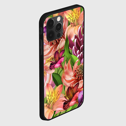 Чехол iPhone 12 Pro Райские цветы / 3D-Черный – фото 2