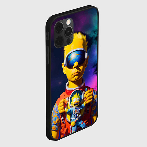 Чехол iPhone 12 Pro Барт Симпсон в космосе - нейросеть / 3D-Черный – фото 2