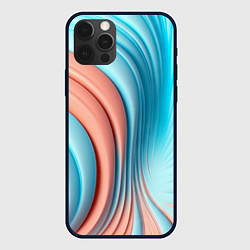 Чехол для iPhone 12 Pro Кораллово-голубая абстрактная волна, цвет: 3D-черный