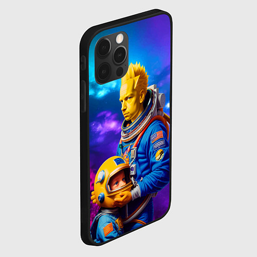 Чехол iPhone 12 Pro Bart Simpson and Maggie in space - neural network / 3D-Черный – фото 2