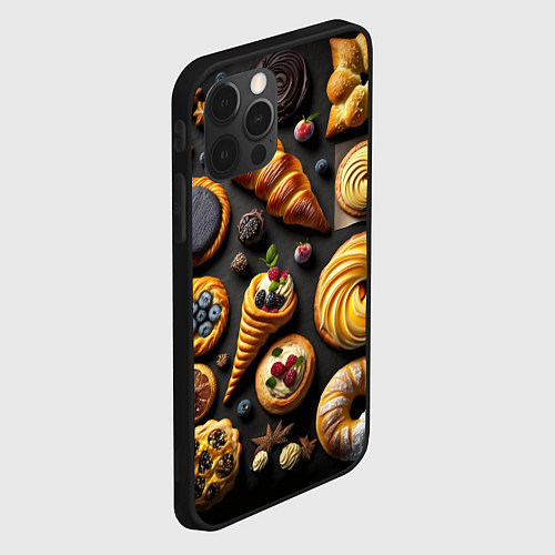 Чехол iPhone 12 Pro Сладкая пышная выпечка / 3D-Черный – фото 2