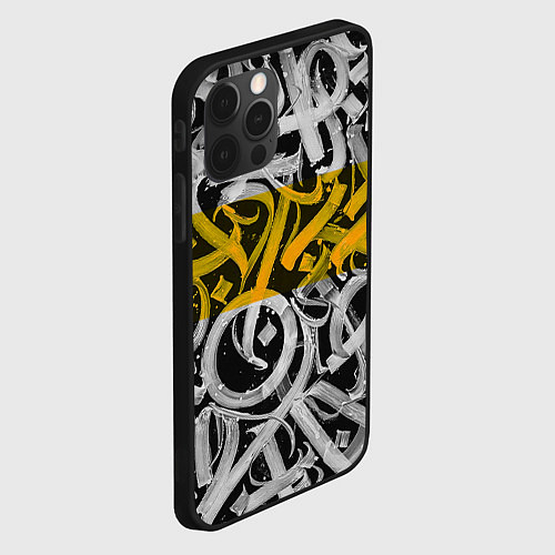 Чехол iPhone 12 Pro Yellow Callicraphic / 3D-Черный – фото 2