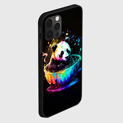 Чехол iPhone 12 Pro Панда в кружке / 3D-Черный – фото 2