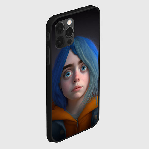 Чехол iPhone 12 Pro Билли Айлиш портрет / 3D-Черный – фото 2