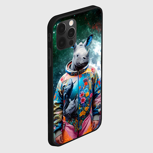 Чехол iPhone 12 Pro Rhino in spacesuit - neural network / 3D-Черный – фото 2