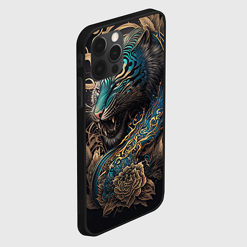 Чехол iPhone 12 Pro Тигр Irezumi / 3D-Черный – фото 2