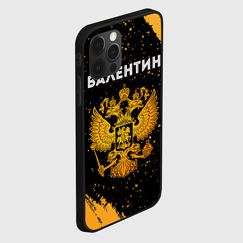 Чехол iPhone 12 Pro Валентин и зологой герб РФ / 3D-Черный – фото 2