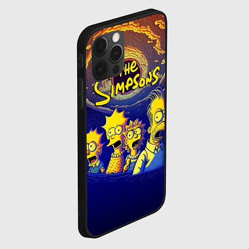 Чехол iPhone 12 Pro Черная дыра и Симпсоны / 3D-Черный – фото 2