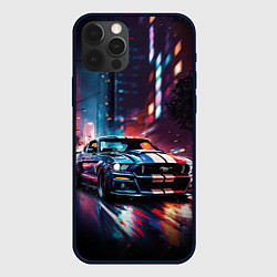 Чехол для iPhone 12 Pro Форд мустанг в ночи тройная скорость, цвет: 3D-черный