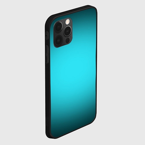 Чехол iPhone 12 Pro Кислотный голубой с градиентом / 3D-Черный – фото 2