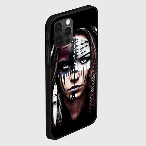 Чехол iPhone 12 Pro Индианка - боевой окрас / 3D-Черный – фото 2