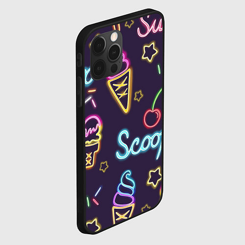 Чехол iPhone 12 Pro Неоновые надписи sweet scoop / 3D-Черный – фото 2