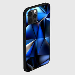 Чехол для iPhone 12 Pro Polygon blue abstract, цвет: 3D-черный — фото 2