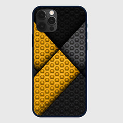 Чехол для iPhone 12 Pro Желтая текстурная линия, цвет: 3D-черный