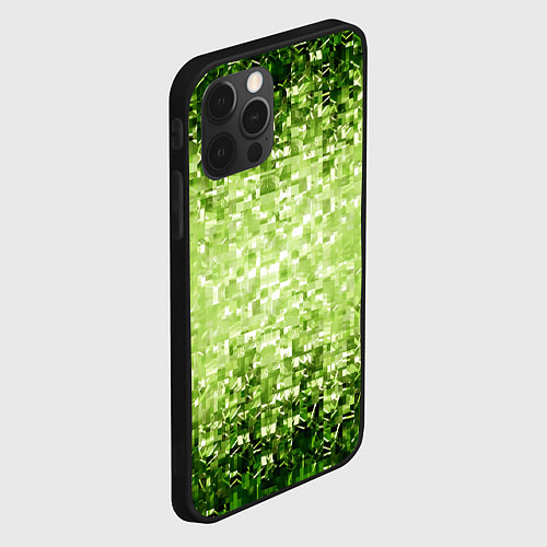 Чехол iPhone 12 Pro Геометрическое зелёное искажение в пространстве / 3D-Черный – фото 2