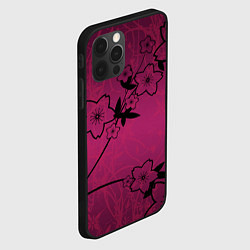 Чехол для iPhone 12 Pro Pink Flower, цвет: 3D-черный — фото 2