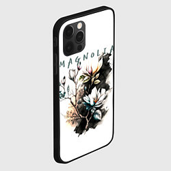 Чехол для iPhone 12 Pro Магнолия - акварельный стиль, цвет: 3D-черный — фото 2