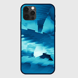 Чехол для iPhone 12 Pro Абстрактные светло-синие кубы и другие фигуры, цвет: 3D-черный