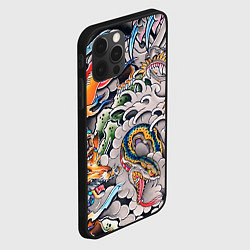 Чехол для iPhone 12 Pro Иредзуми: дракон и лис, цвет: 3D-черный — фото 2