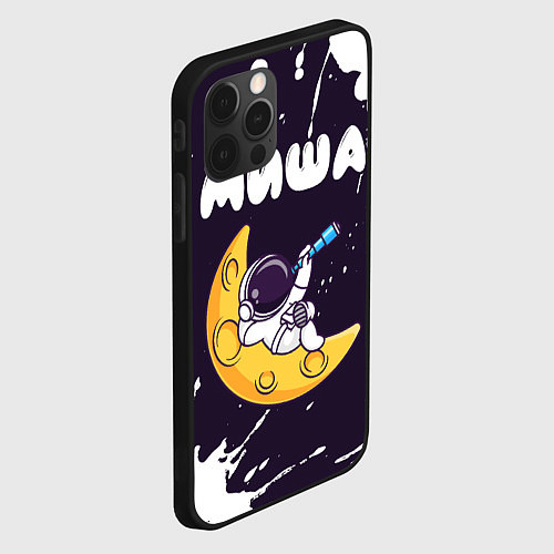 Чехол iPhone 12 Pro Миша космонавт отдыхает на Луне / 3D-Черный – фото 2