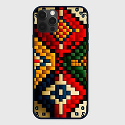 Чехол для iPhone 12 Pro Русский узор крестиком, цвет: 3D-черный