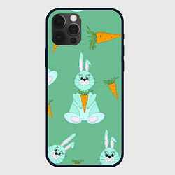Чехол для iPhone 12 Pro Зайка с морковкой паттерн, цвет: 3D-черный
