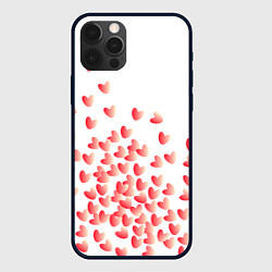 Чехол для iPhone 12 Pro Падающие сердечки, цвет: 3D-черный
