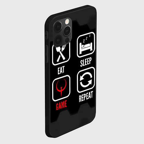 Чехол iPhone 12 Pro Eat, sleep, Quake, repeat / 3D-Черный – фото 2