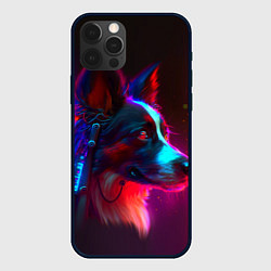 Чехол для iPhone 12 Pro Кибер-собака неон, цвет: 3D-черный