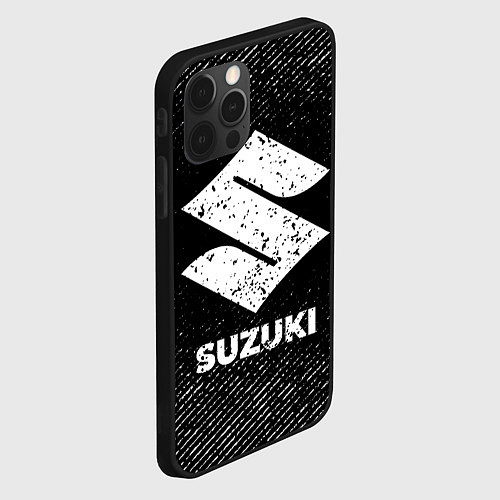 Чехол iPhone 12 Pro Suzuki с потертостями на темном фоне / 3D-Черный – фото 2