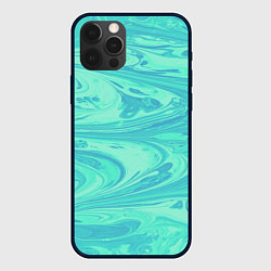 Чехол iPhone 12 Pro Голубой флюид арт