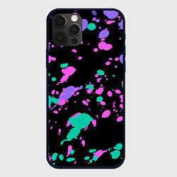 Чехол для iPhone 12 Pro Неоновые цвета брызги краски, цвет: 3D-черный