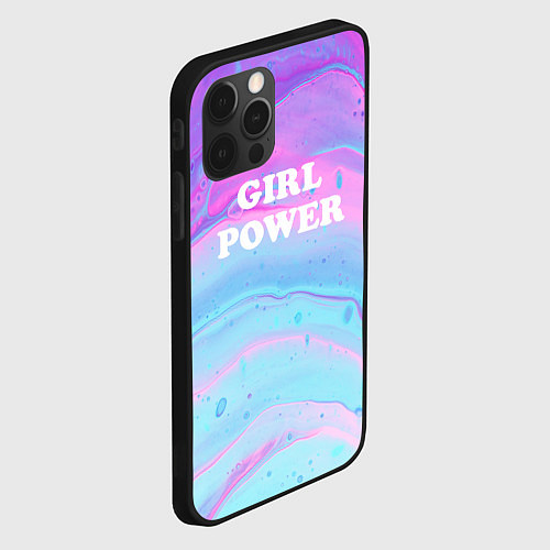 Чехол iPhone 12 Pro Girl power fluid art / 3D-Черный – фото 2