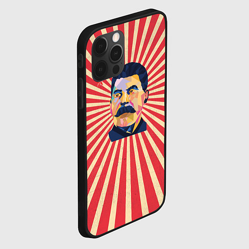 Чехол iPhone 12 Pro Сталин полигональный / 3D-Черный – фото 2