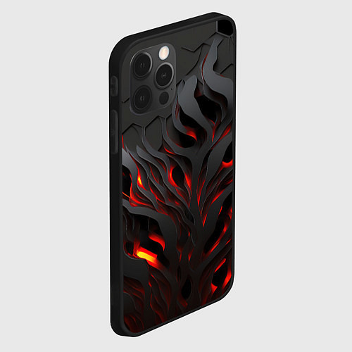 Чехол iPhone 12 Pro Объемное черное пламя / 3D-Черный – фото 2