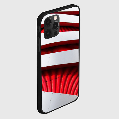 Чехол iPhone 12 Pro Два слоя металла - красный и белый / 3D-Черный – фото 2