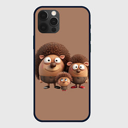 Чехол для iPhone 12 Pro Семья ёжиков, цвет: 3D-черный