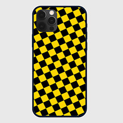 Чехол для iPhone 12 Pro Черно-желтая мелкая клетка, цвет: 3D-черный