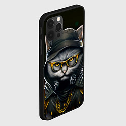 Чехол для iPhone 12 Pro Rich grey Cat, цвет: 3D-черный — фото 2