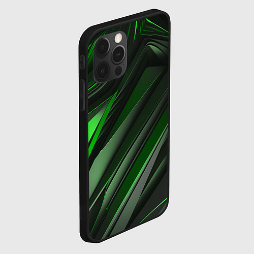 Чехол iPhone 12 Pro Green black abstract / 3D-Черный – фото 2