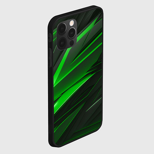Чехол iPhone 12 Pro Зеленый и черные детали / 3D-Черный – фото 2