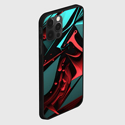 Чехол для iPhone 12 Pro Красные и бирюзовые объекты, цвет: 3D-черный — фото 2